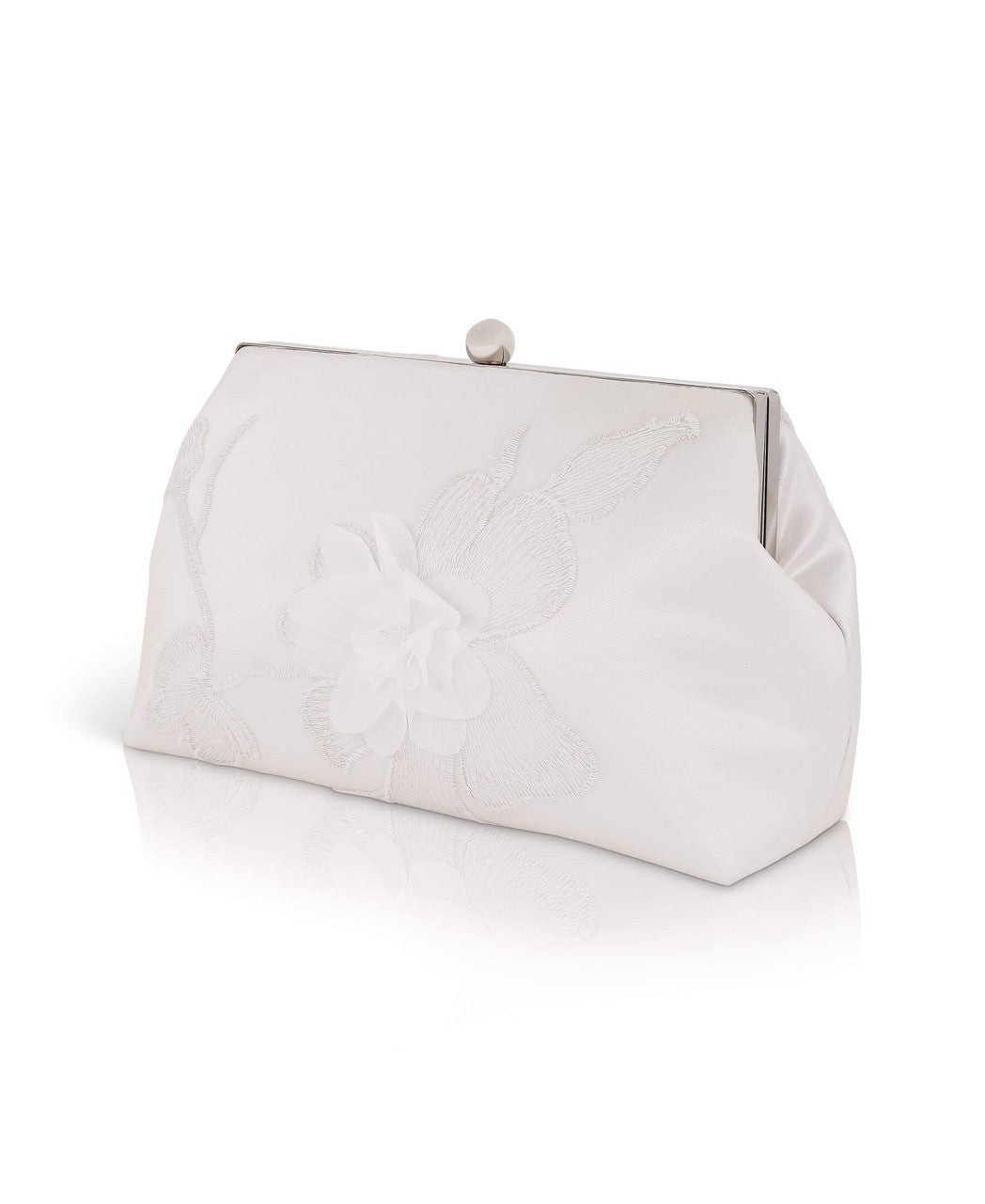 Lila Floral Applique Pouch Clutch