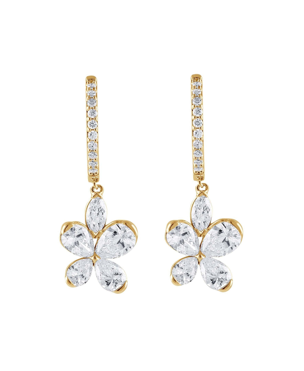 Diamond Butterfly Drop Hoop Earrings