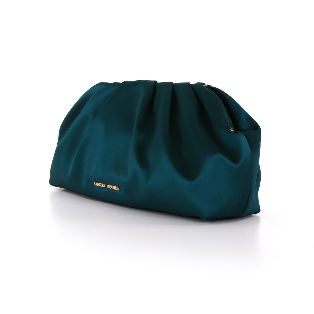 Audrey Silk Satin Zipper Top Pouch Clutch
