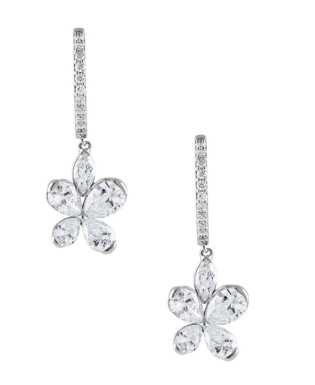 Diamond Butterfly Drop Hoop Earrings