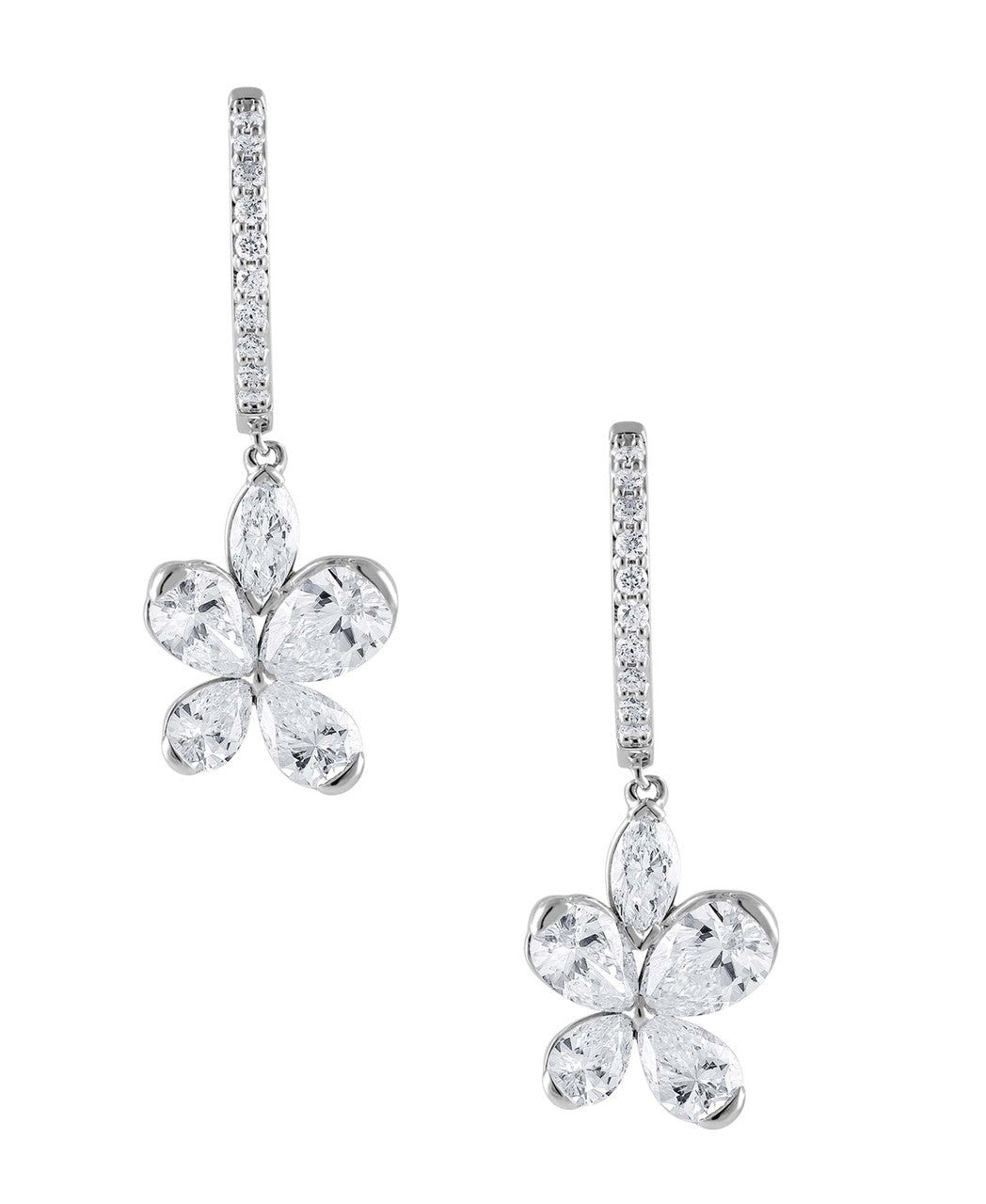 Diamond Butterfly Drop Hoop Earrings