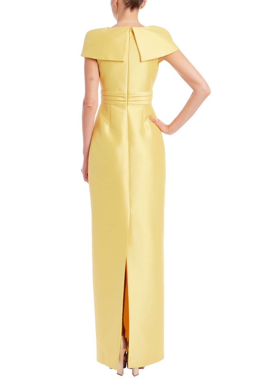 Faux Wrap Mikado Column Gown