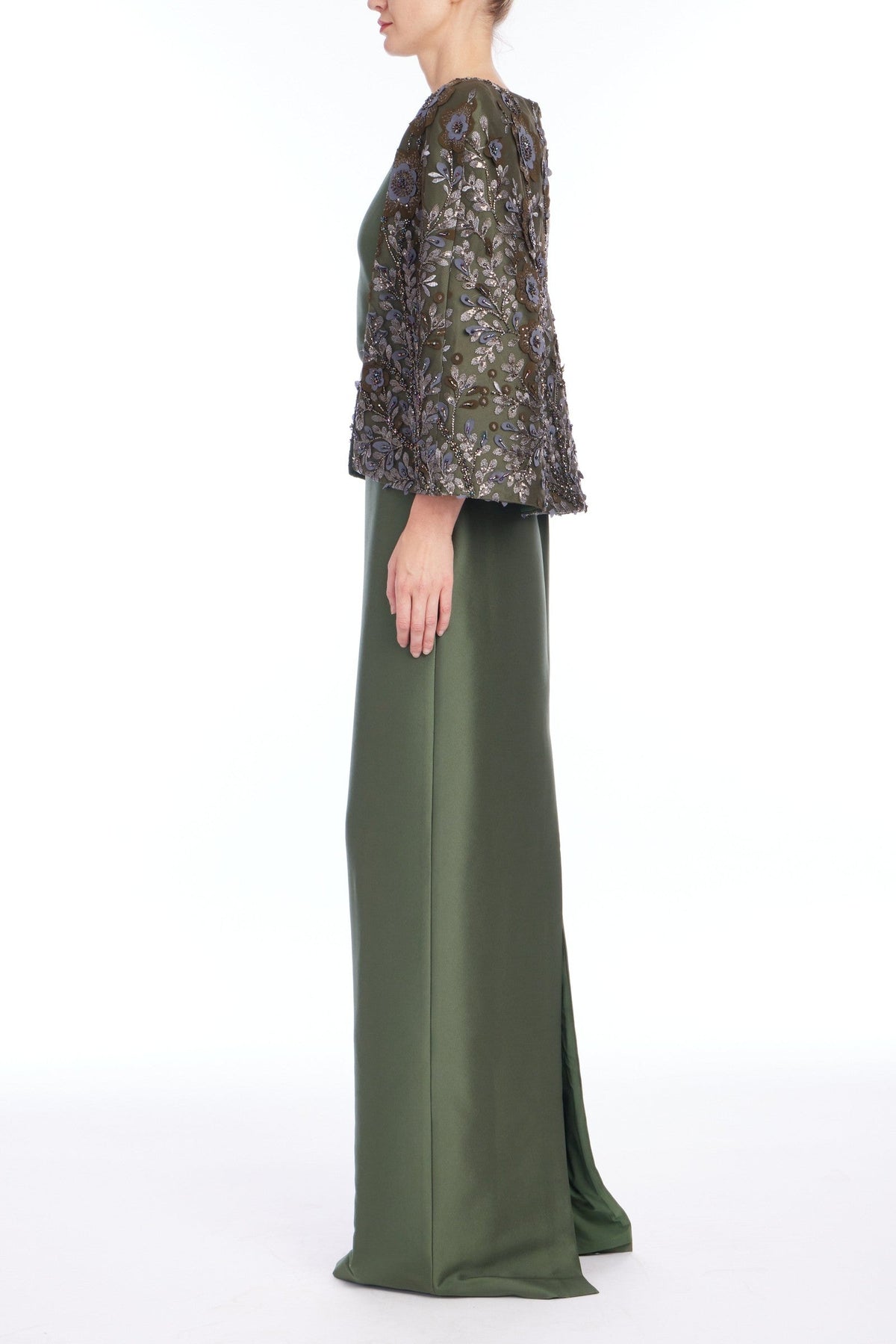 Embroidered Cape Gown