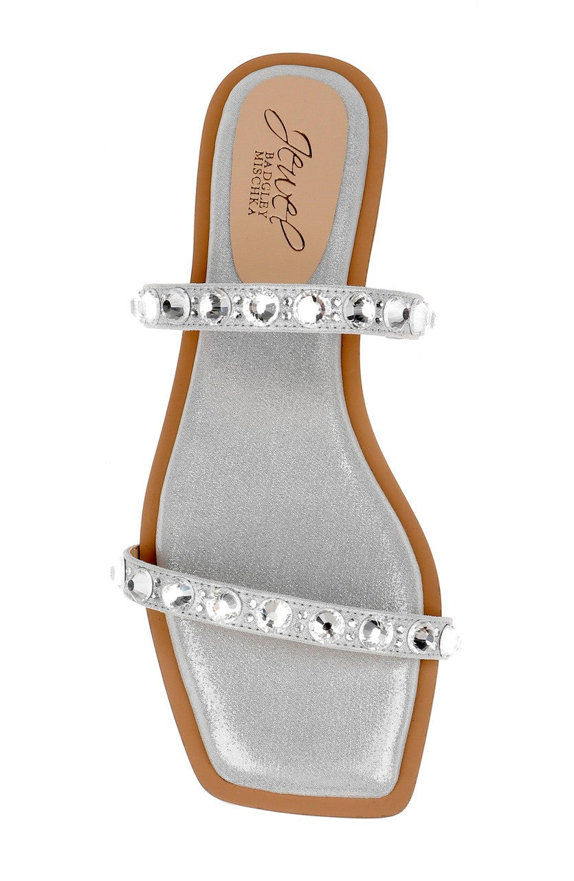Honesty Flat Sandals with Gemstone-Studded Straps