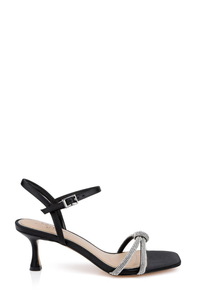 Maci Metallic Sandal with Rhinestone Knot Detail