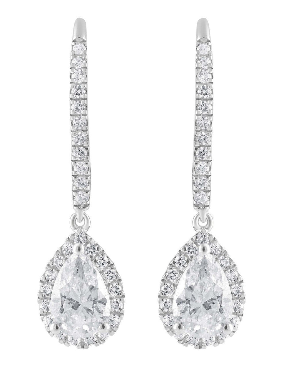 Diamond Halo Pear Drop Earrings
