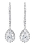 Diamond Halo Pear Drop Earrings