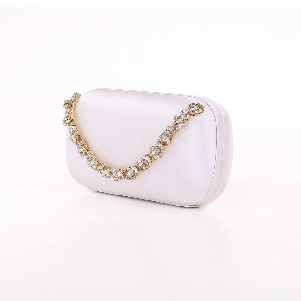 Celestine Satin Minaudiere with Crystal Necklace Handslip