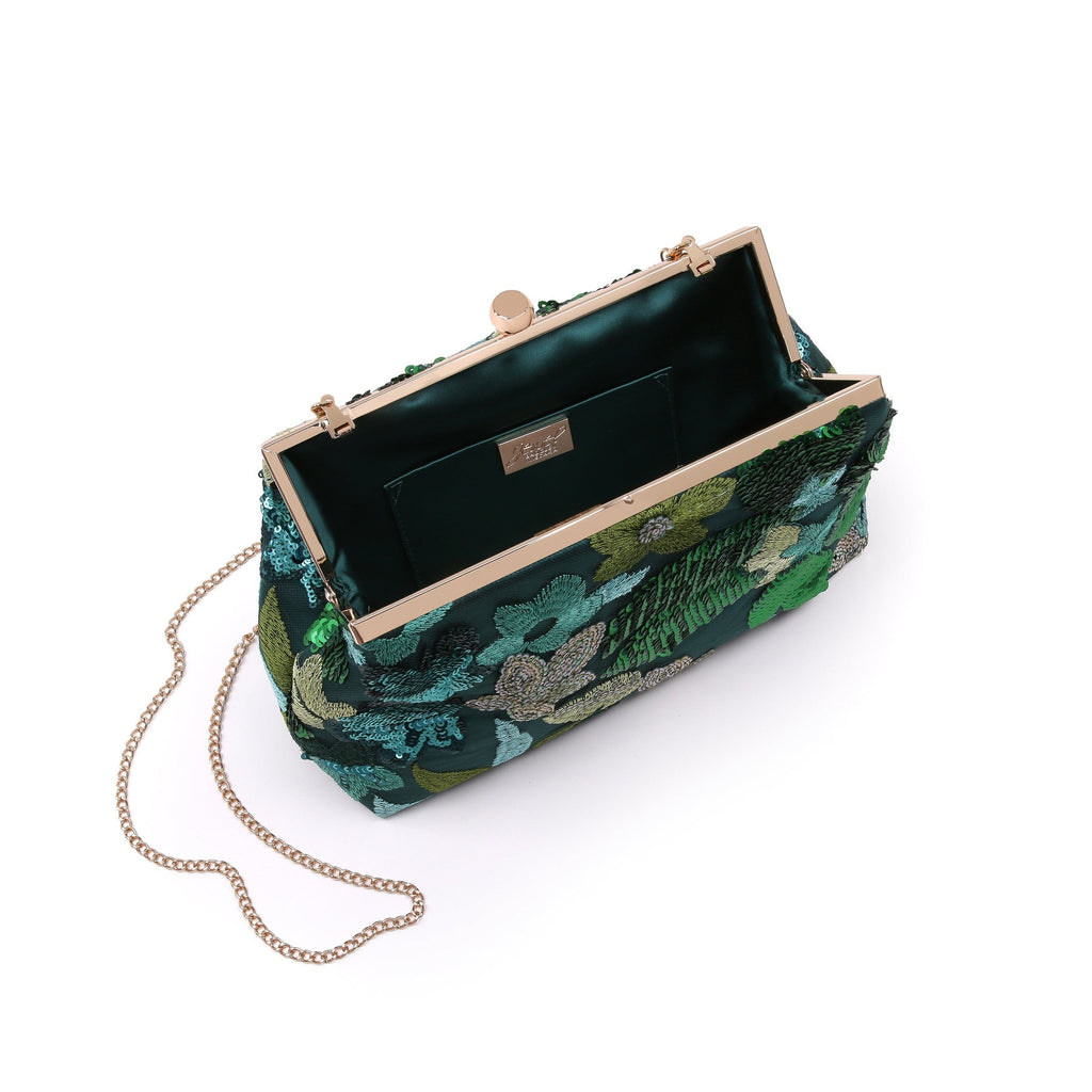 Elara Floral Sequin Pouch Clutch
