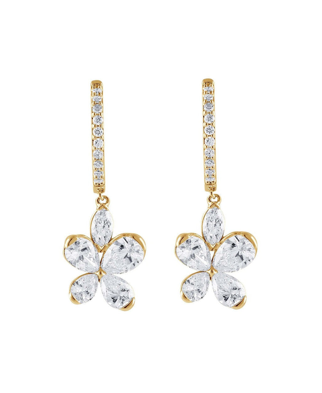 Diamond Butterfly Drop Hoop Earrings
