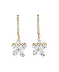 Diamond Butterfly Drop Hoop Earrings