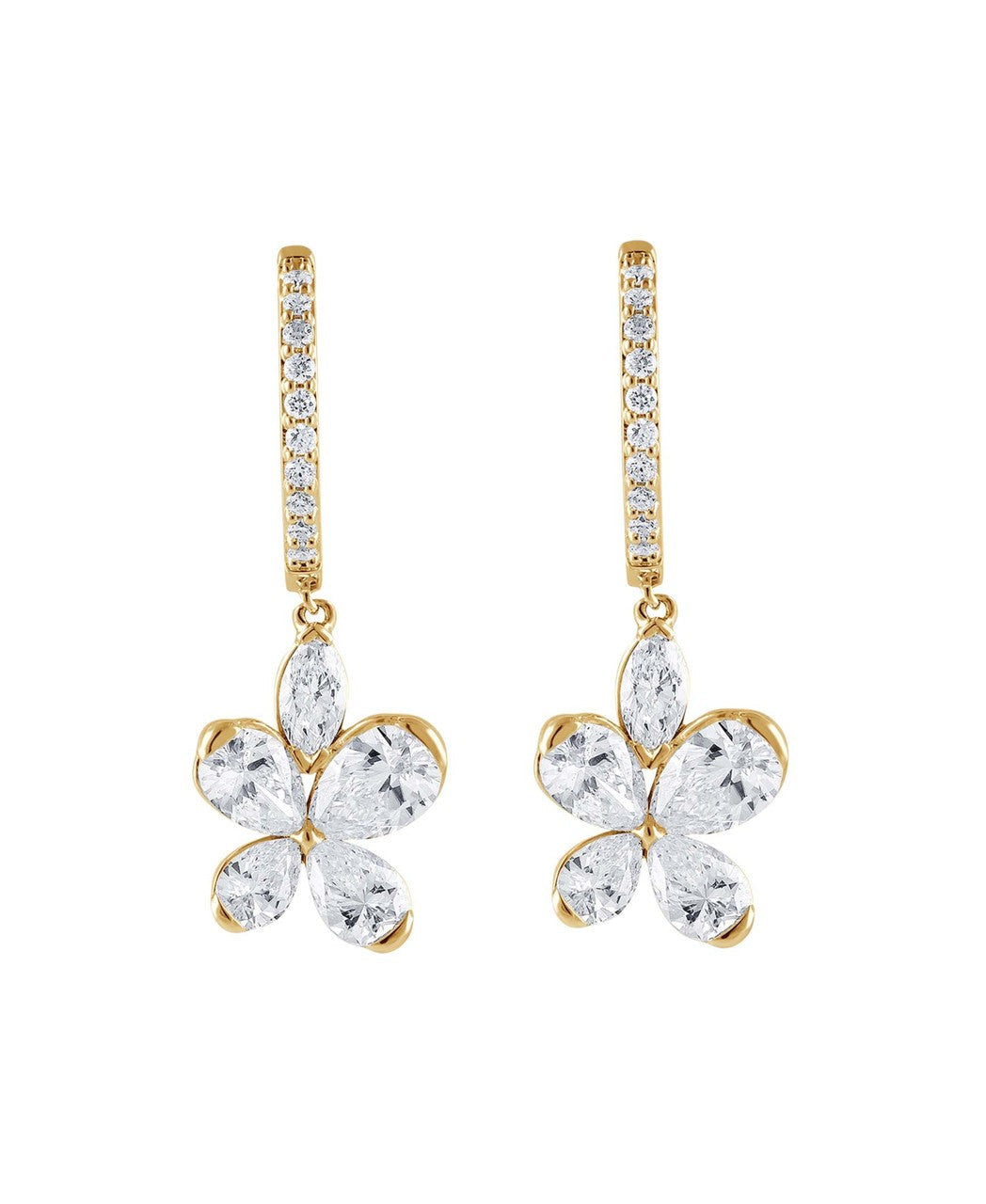 Diamond Butterfly Drop Hoop Earrings