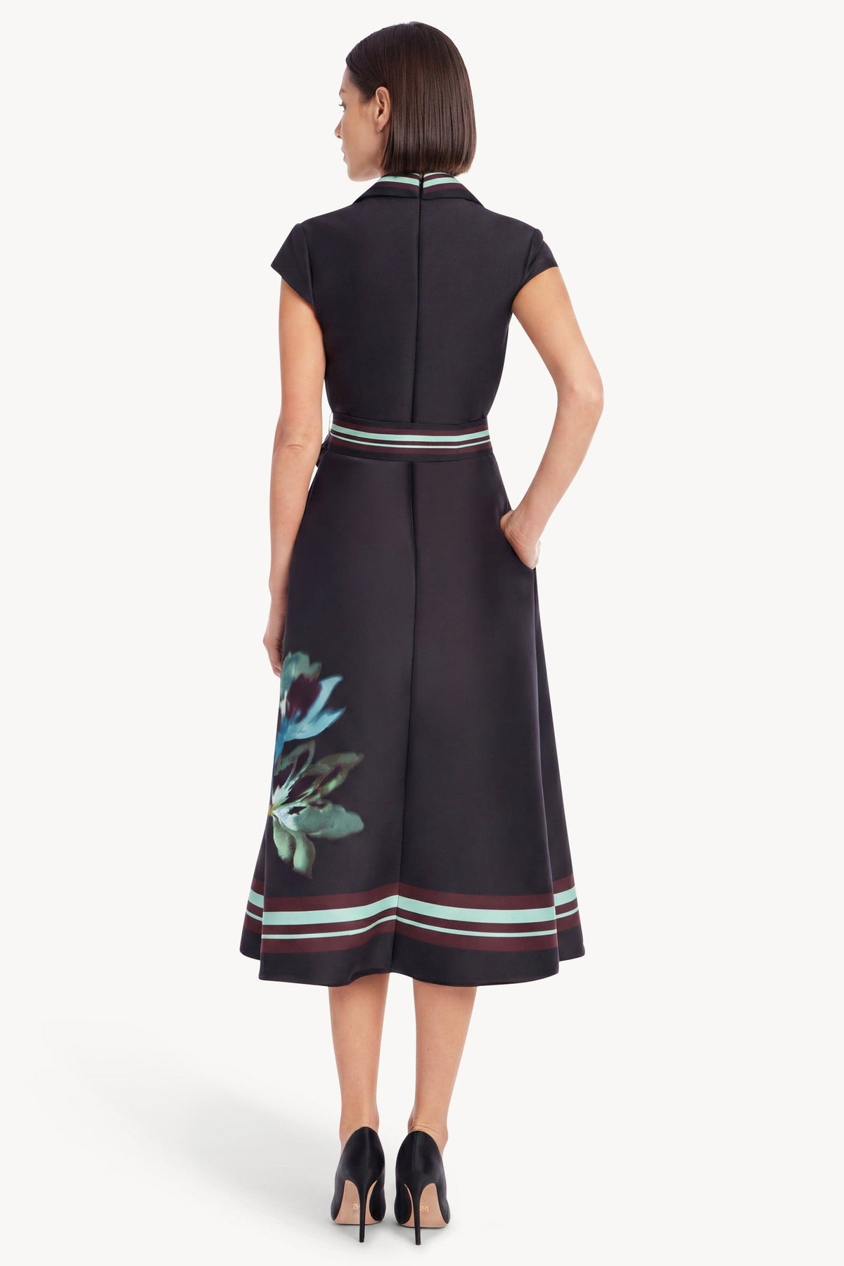 Printed Cap Sleeve Midi Wrap Dress