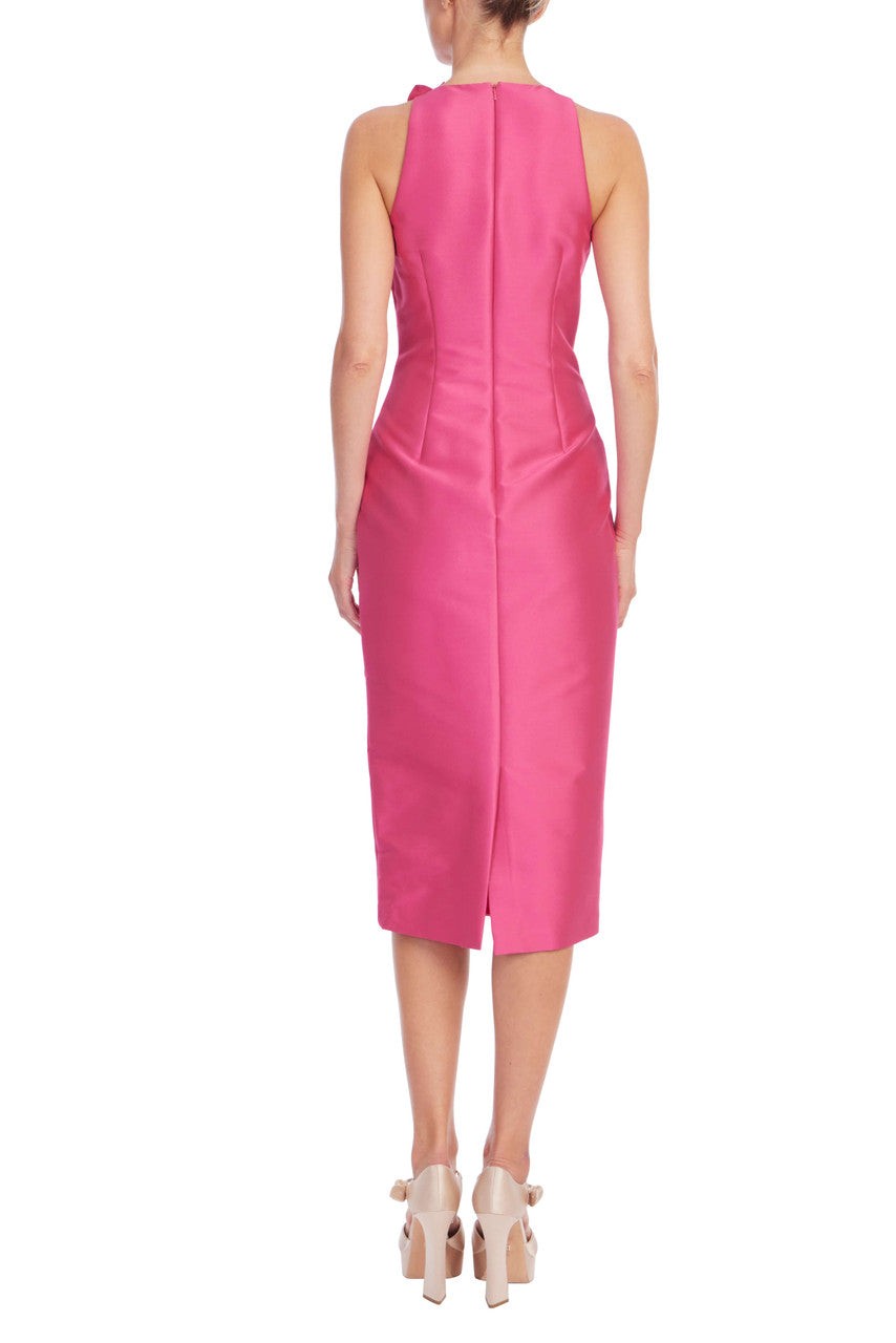 Floral Appliqué Mikado Sheath Dress