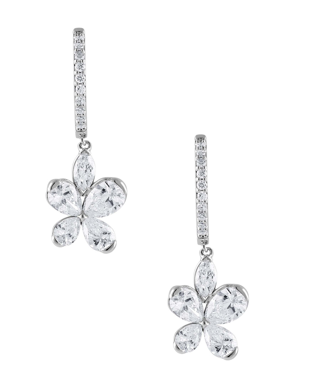 Diamond Butterfly Drop Hoop Earrings