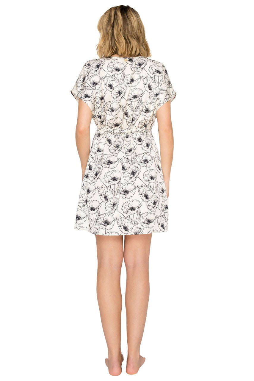Luxe Floral Satin Dolman Short Kaftan