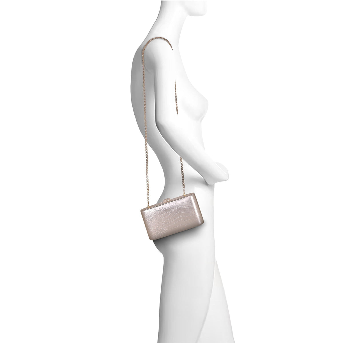 Cleo Croc Embossed Leather Minaudiere