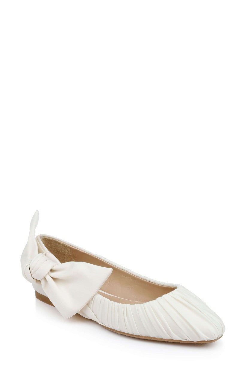 Vayln Ruched Ballet Flats with Oversized Bow