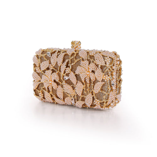 Adelaide Floral Vine Pearl and Crystal Beaded Minaudiere