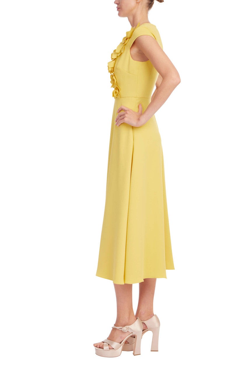 Floral Applique Cap sleeve Midi Dress