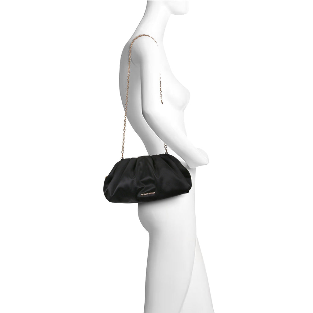 Audrey Silk Satin Zipper Top Pouch Clutch