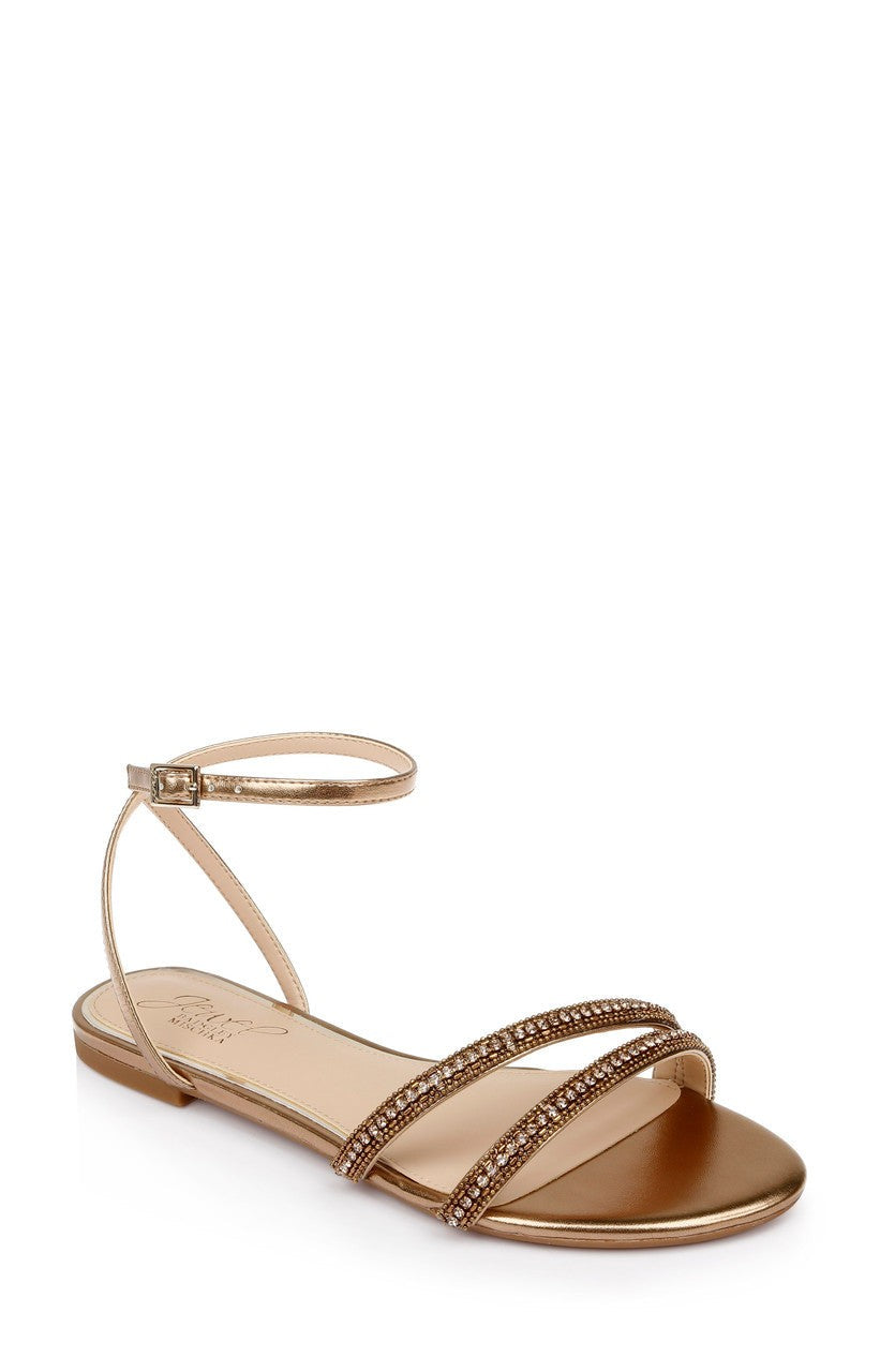 Roslyn Metallic Flat Sandal with Crystals