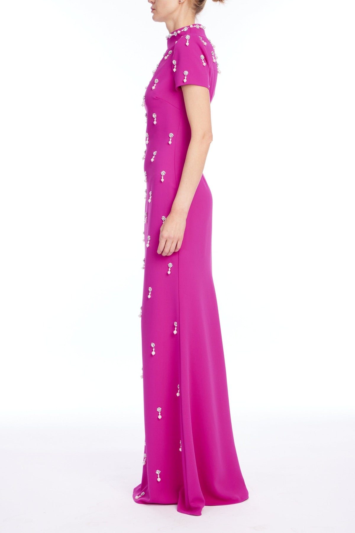 Cap Sleeve Beaded Gown
