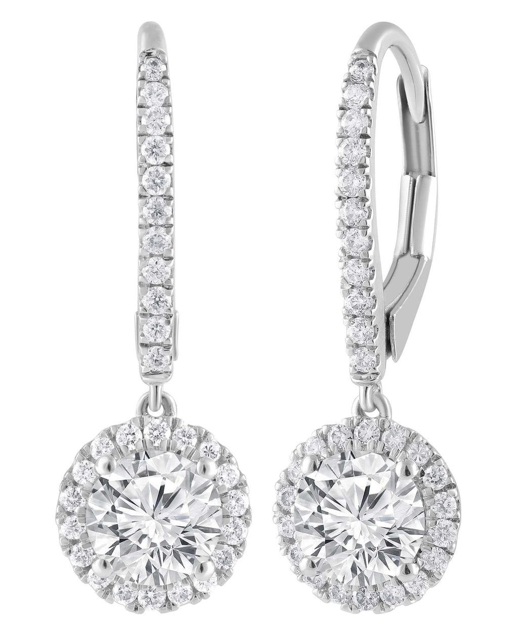 Diamond Halo Drop Earrings