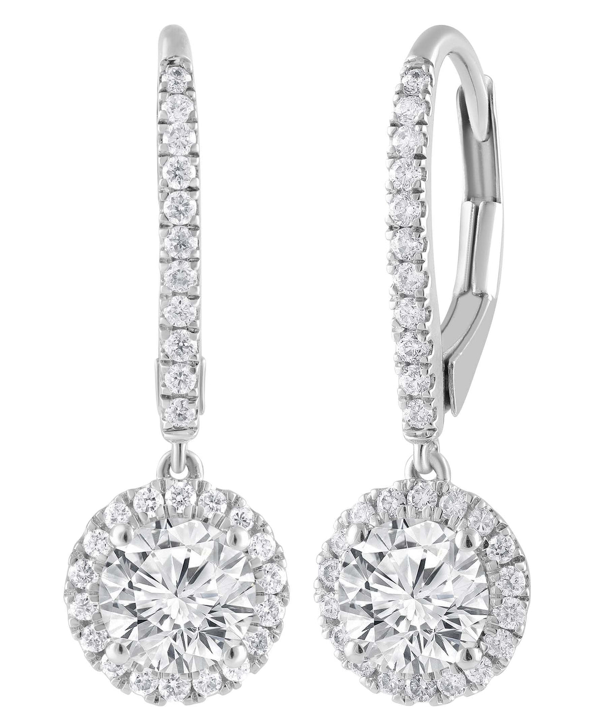 Diamond Halo Drop Earrings