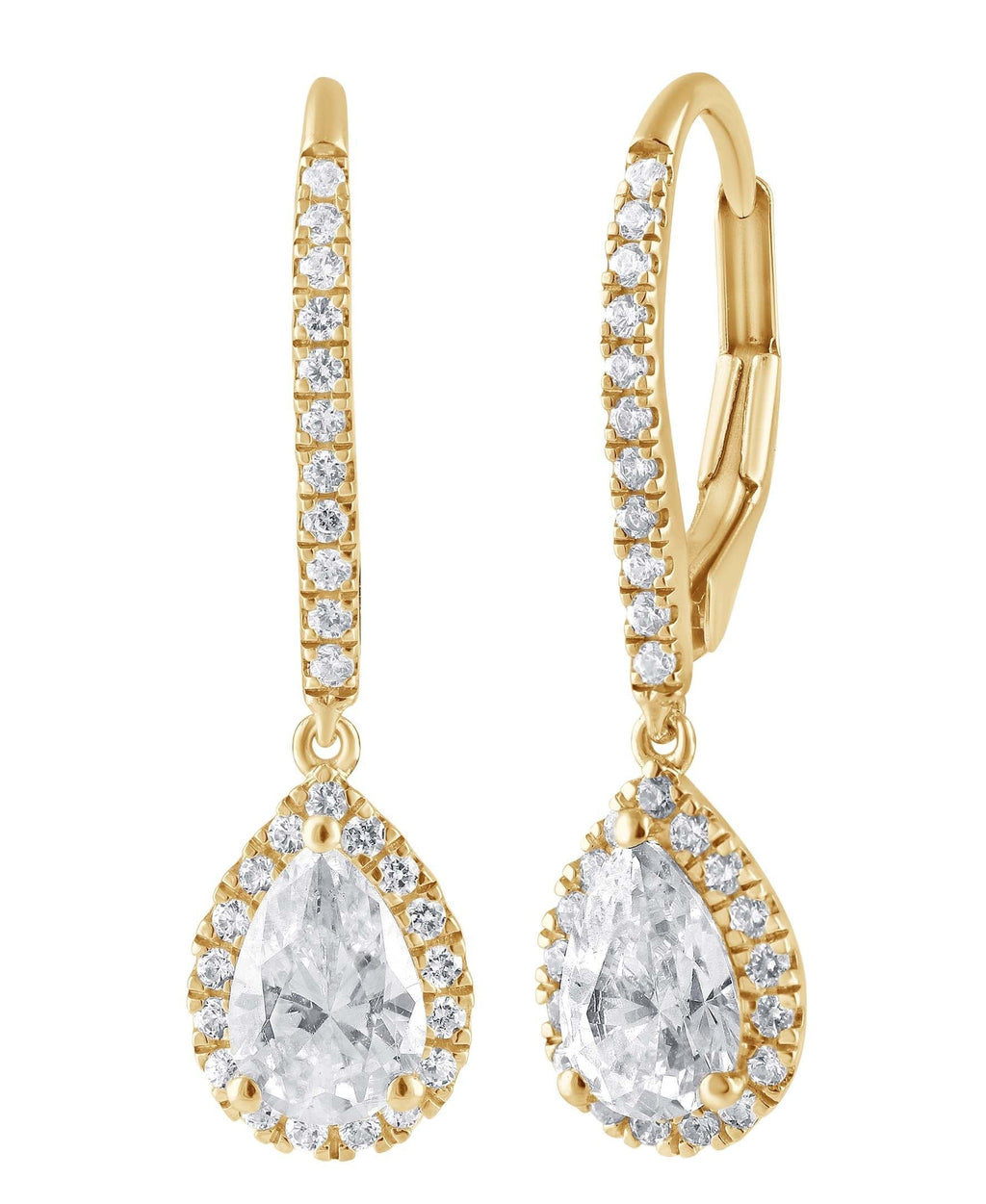 Diamond Halo Pear Drop Earrings
