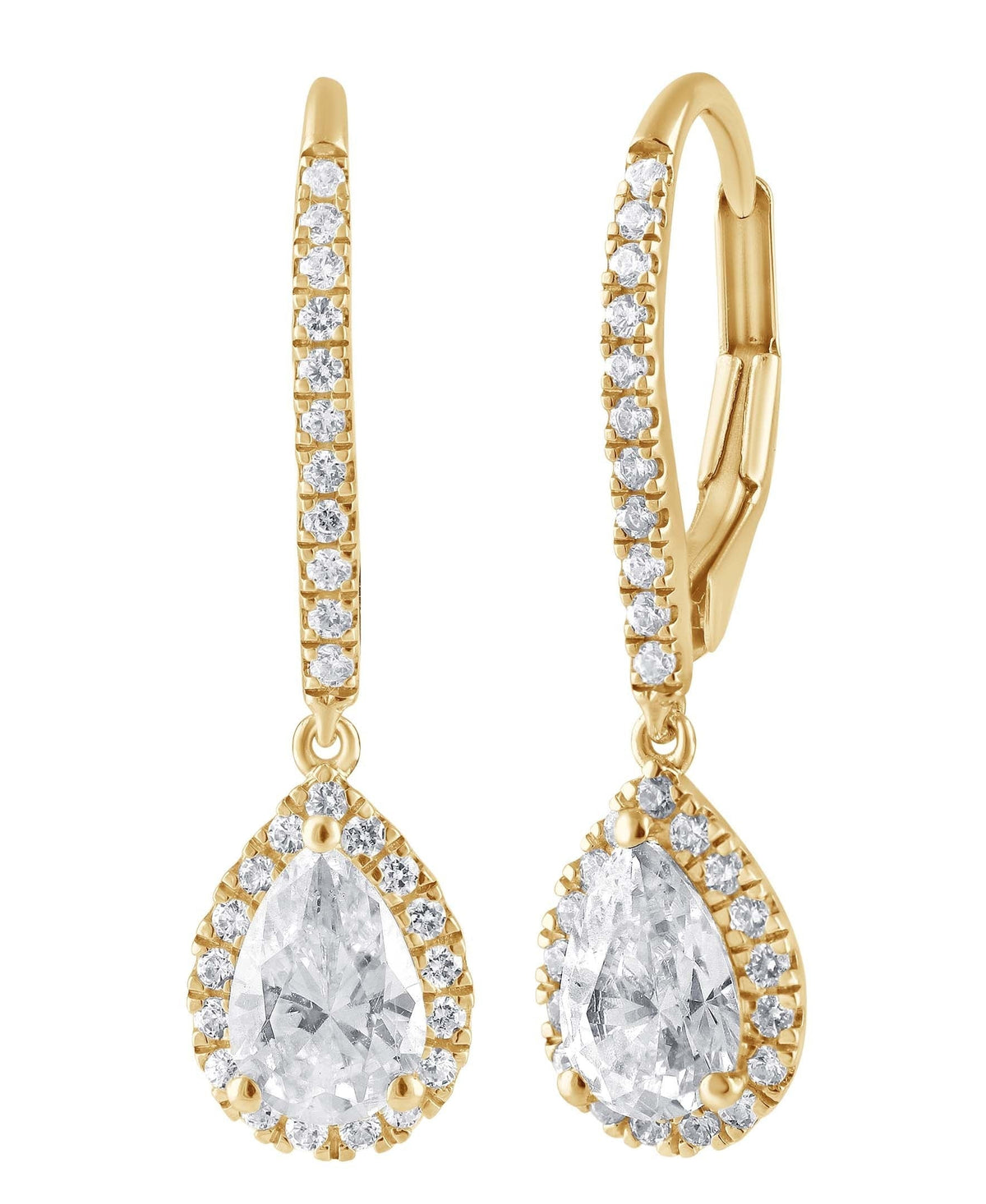 Diamond Halo Pear Drop Earrings