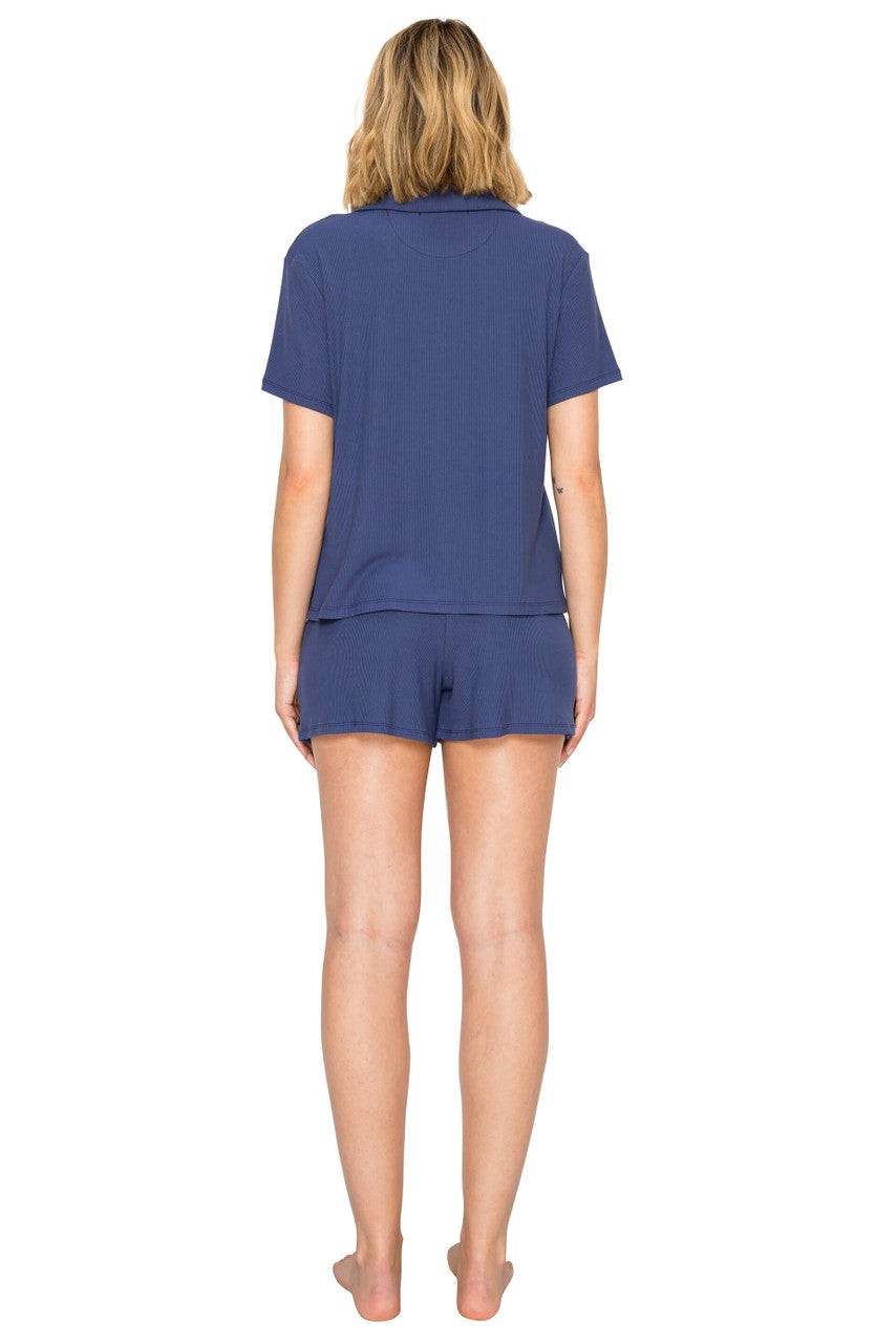 Yummy Modal Blend Rib Button-Up Short Pajama Set