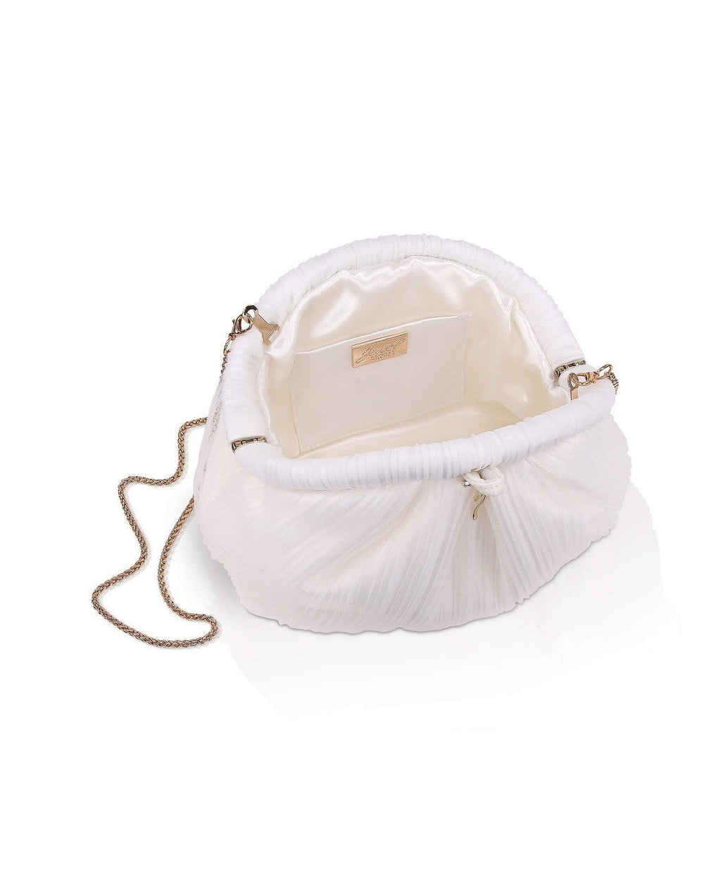 Vale Pleated Tulle and Satin Mini Pouch Clutch
