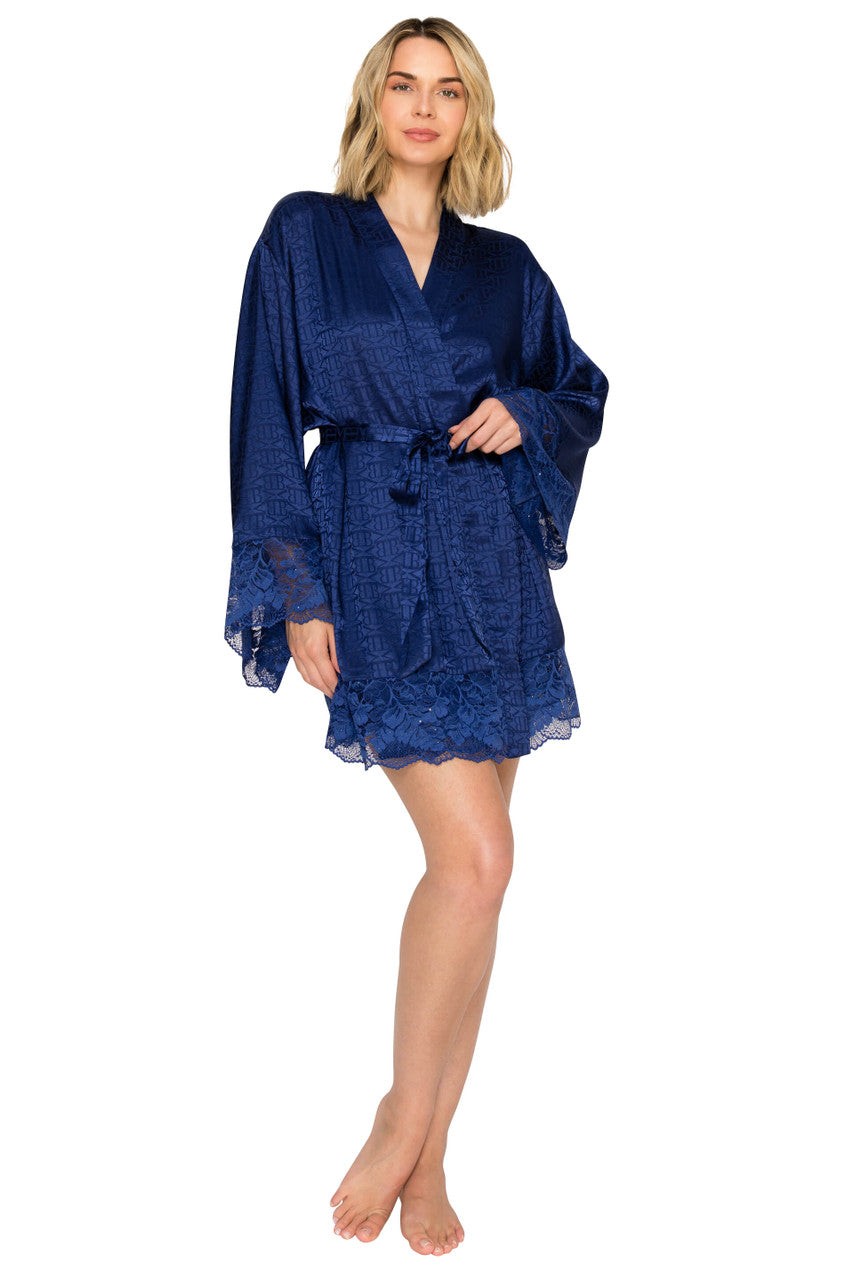 Luxe Monogram Jacquard & Sparkle Lace Wrap Robe
