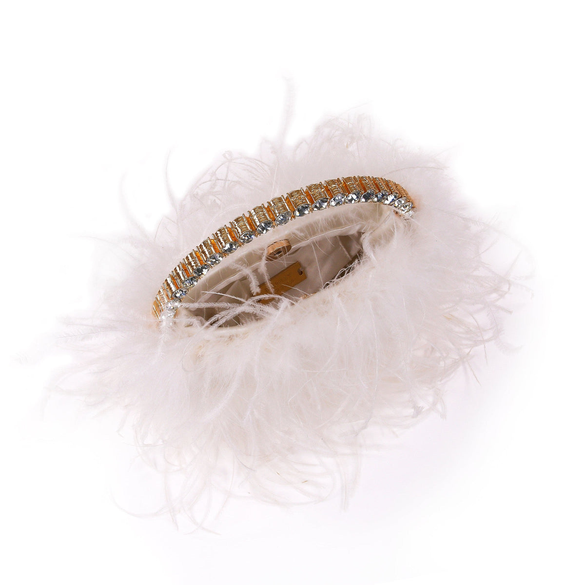 Raven Ostrich Feather Pouch Halfmoon Handle
