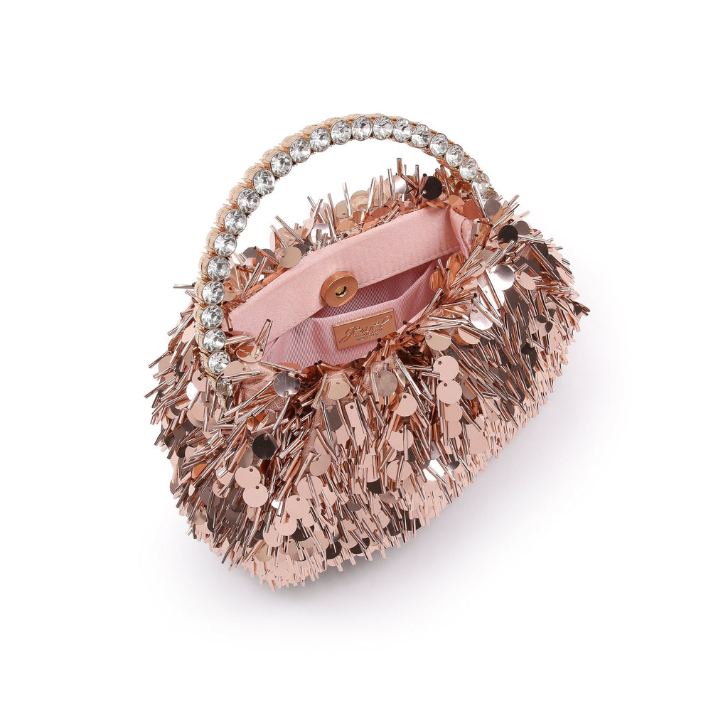 Noa Sequin Bugle Bead Pouch Clutch