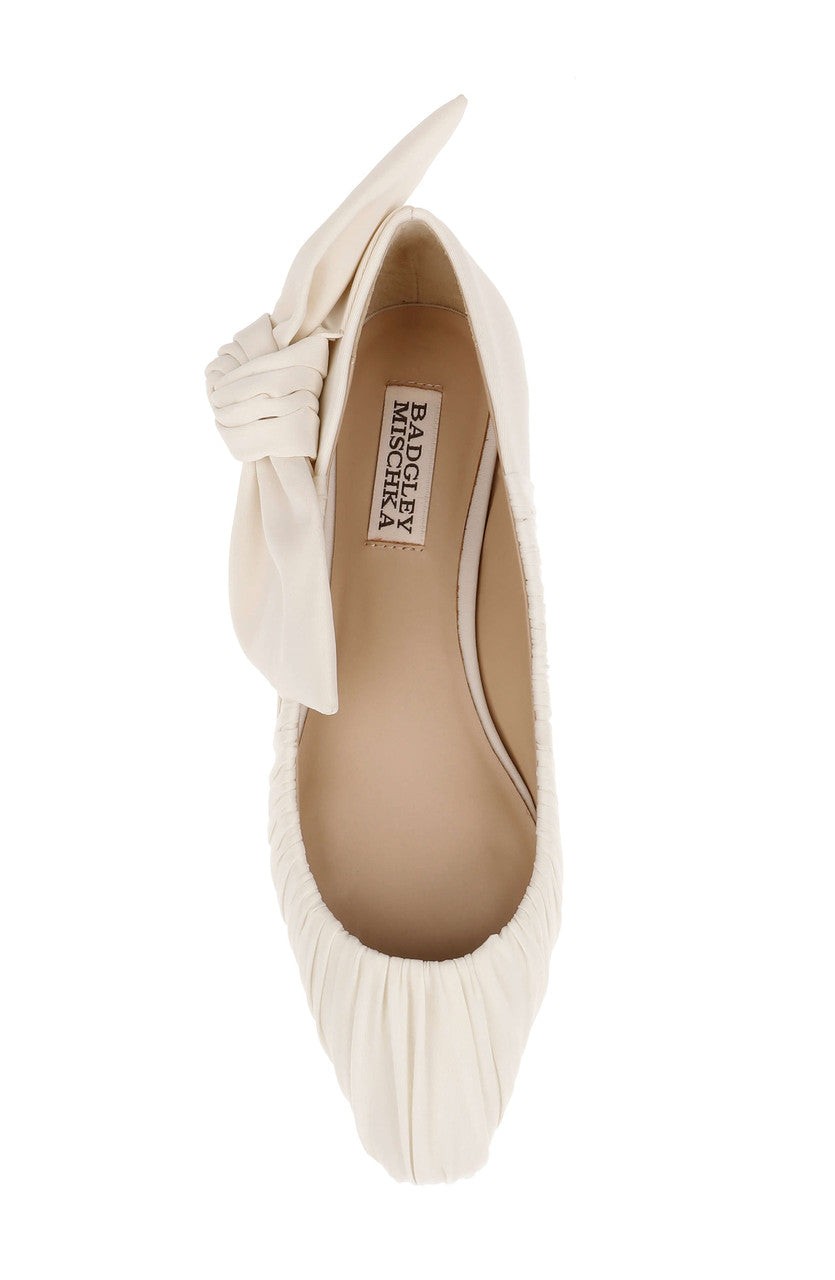 Vayln Ruched Ballet Flats with Oversized Bow