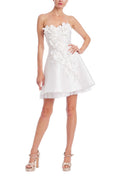 Strapless 3D Floral Mini Dress