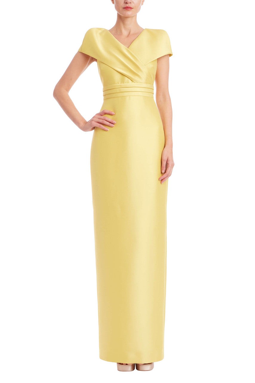 Faux Wrap Mikado Column Gown