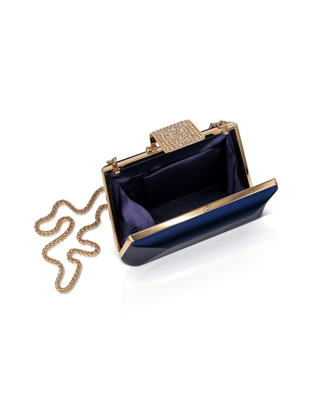 Amira Satin Faceted Trapezoid Minaudiere