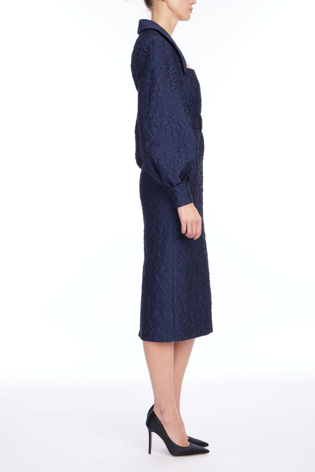 Full Sleeve Jacquard Cocktail Dress