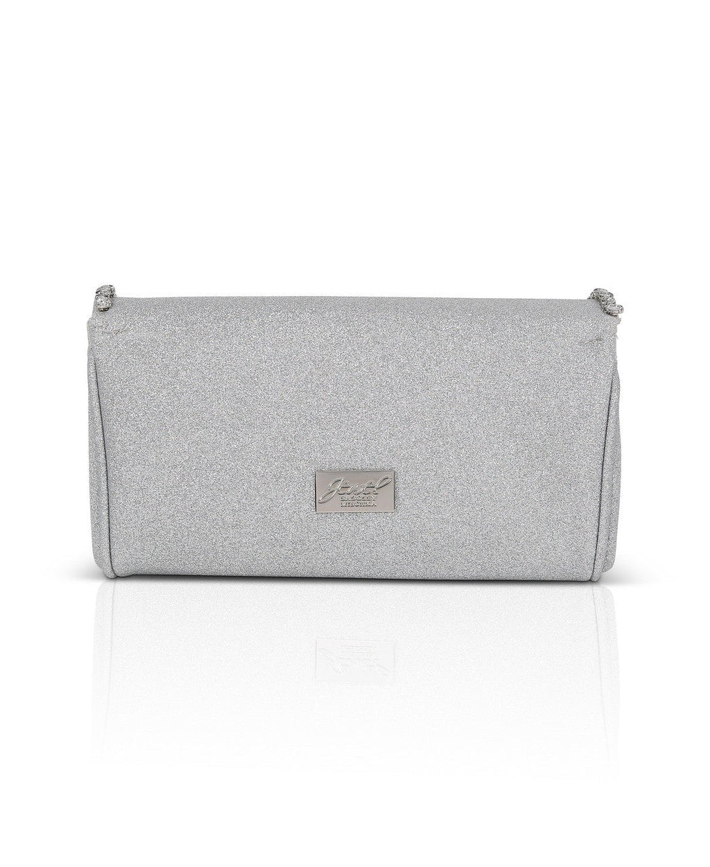 Talia Satin Double Flap Clutch with Crystal Trim
