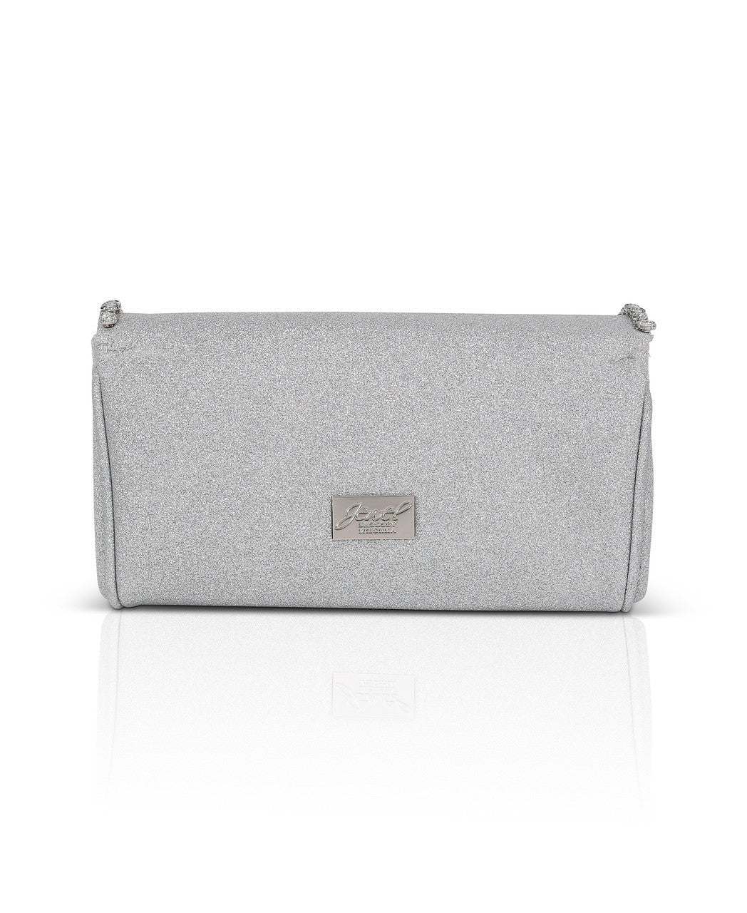 Talia Satin Double Flap Clutch with Crystal Trim