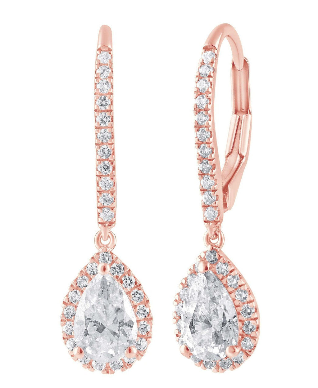 Diamond Halo Pear Drop Earrings
