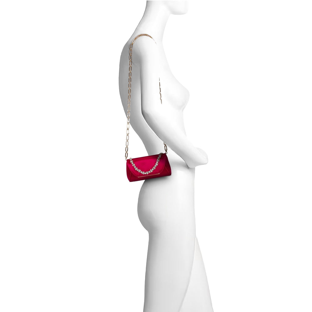 Seraphina Satin Clutch with Crystal Necklace Handslip