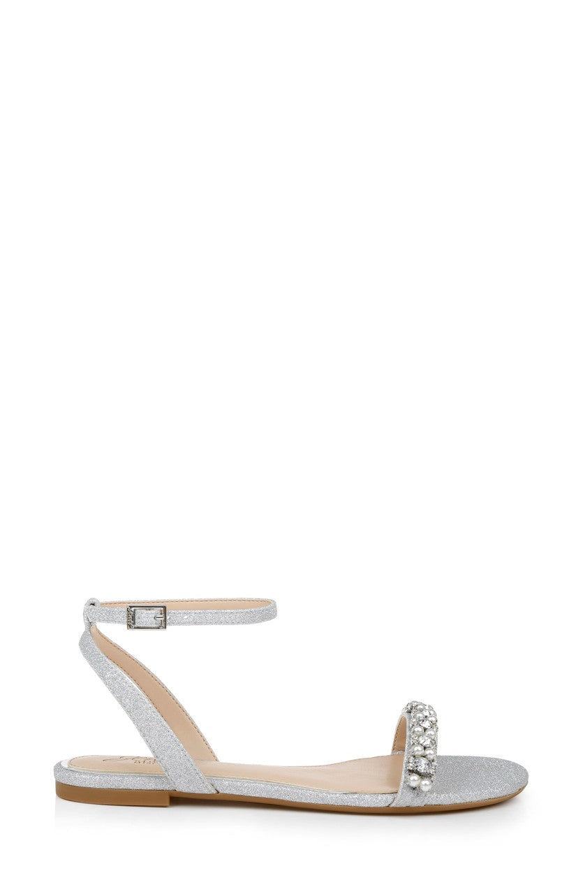 Daria Pearl and Crystal Flat Sandals