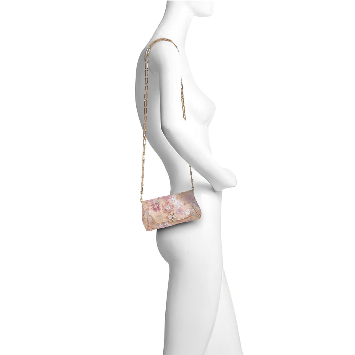Ophelia Floral Sequin with Pearl Brooch Clutch