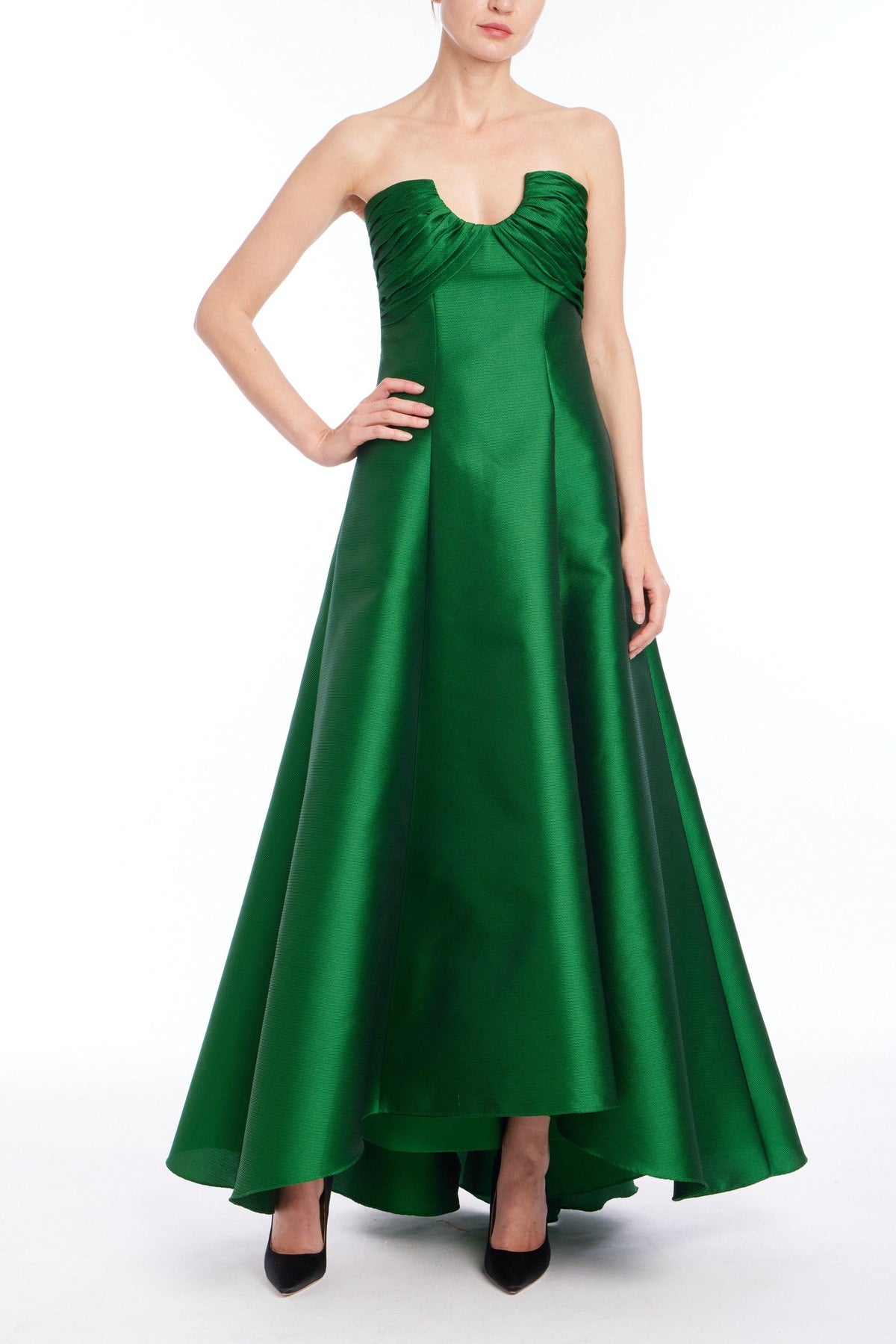 Pebble Gazar Strapless High Low Gown