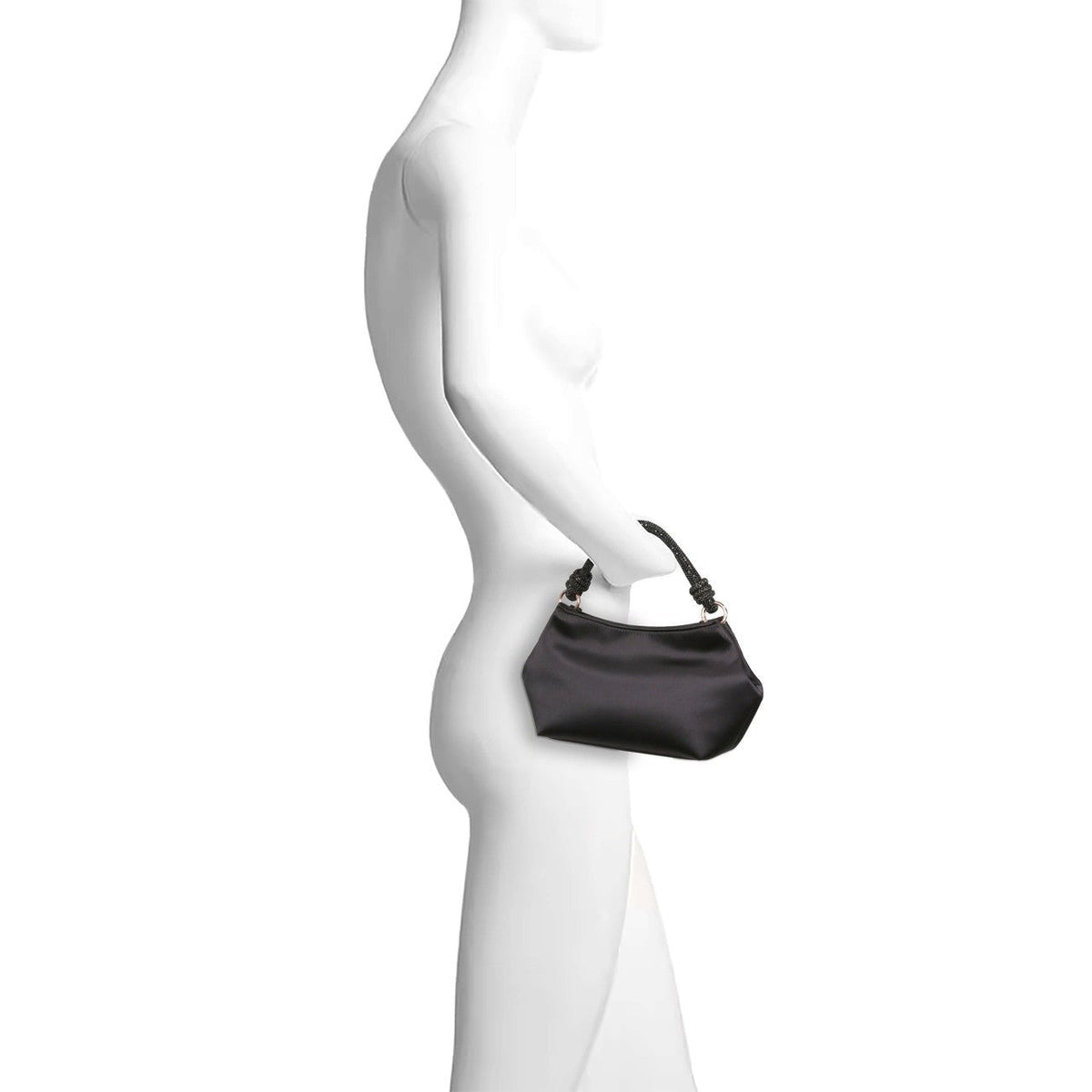 Noelle Crystal Handle Satin Pouch Bag
