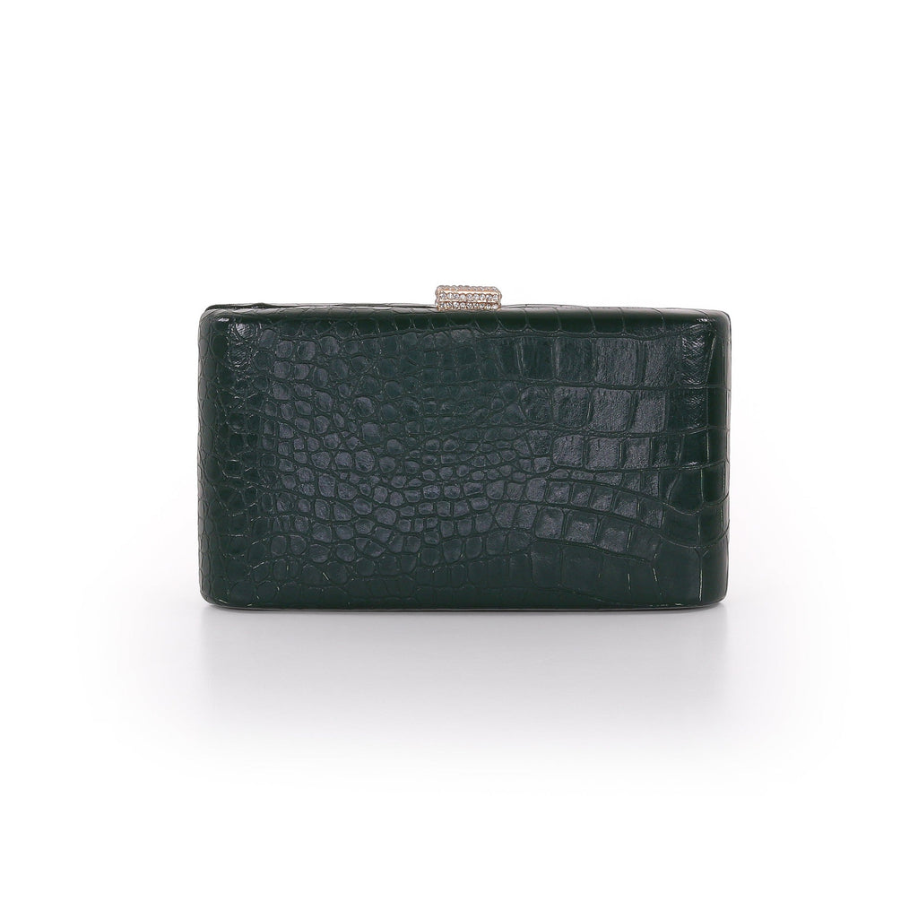 Cleo Croc Embossed Leather Minaudiere